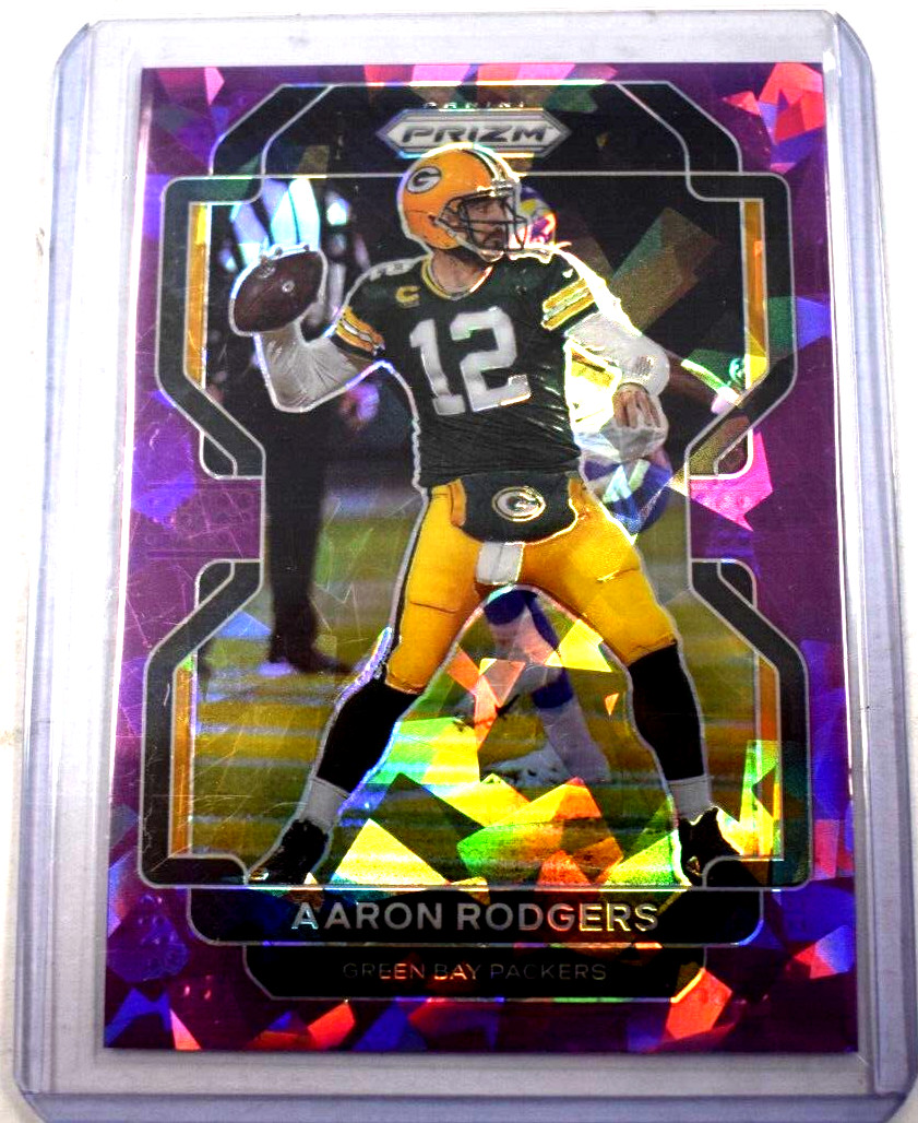 2021 Panini Prizm Purple Cracked Ice Aaron Rodgers /225 SP #138 Packers