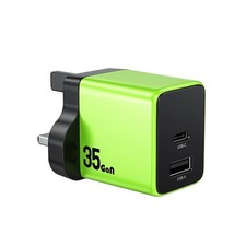 Chargeur rapide USB-C 35W GaN, prise UK (vert) - WK WP-U36