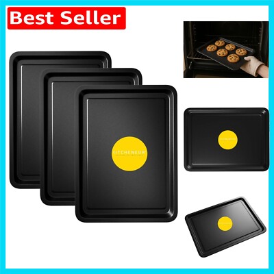 Essential 3er Pack Antihaft Backbleche 32 cm - Spülmaschinenfeste Ofenpfannen