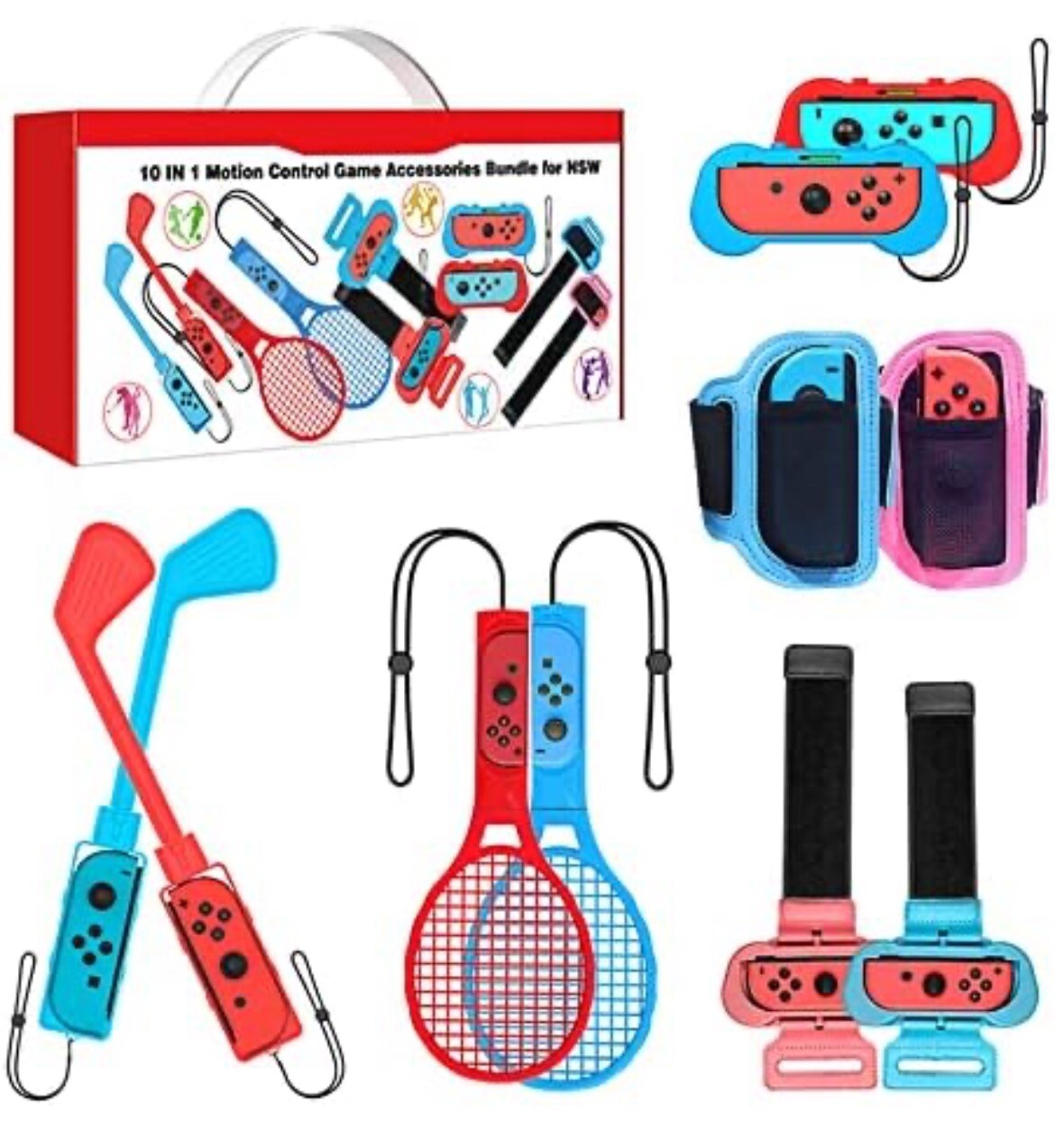 Fun Switch Sports Accessories Bundle 10 in 1 Family Accessories Kit Switch New