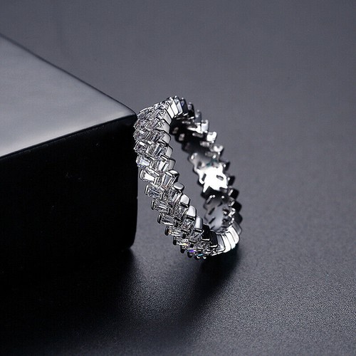 Anello donna doppia fila colore geometrico zirconi placcato oro gioielli regalo misura 6-9 - Foto 11 di 13