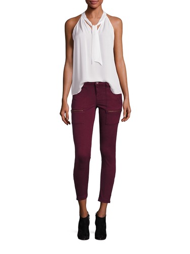 NWT $198 Large JOIE 'Melisent' Tie Neck Silk Sleeveless Top Blouse White - Picture 5 of 6