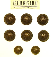 GEORGIOU replacement buttons 8 dark bronze tone metal Good Used Aged Condition