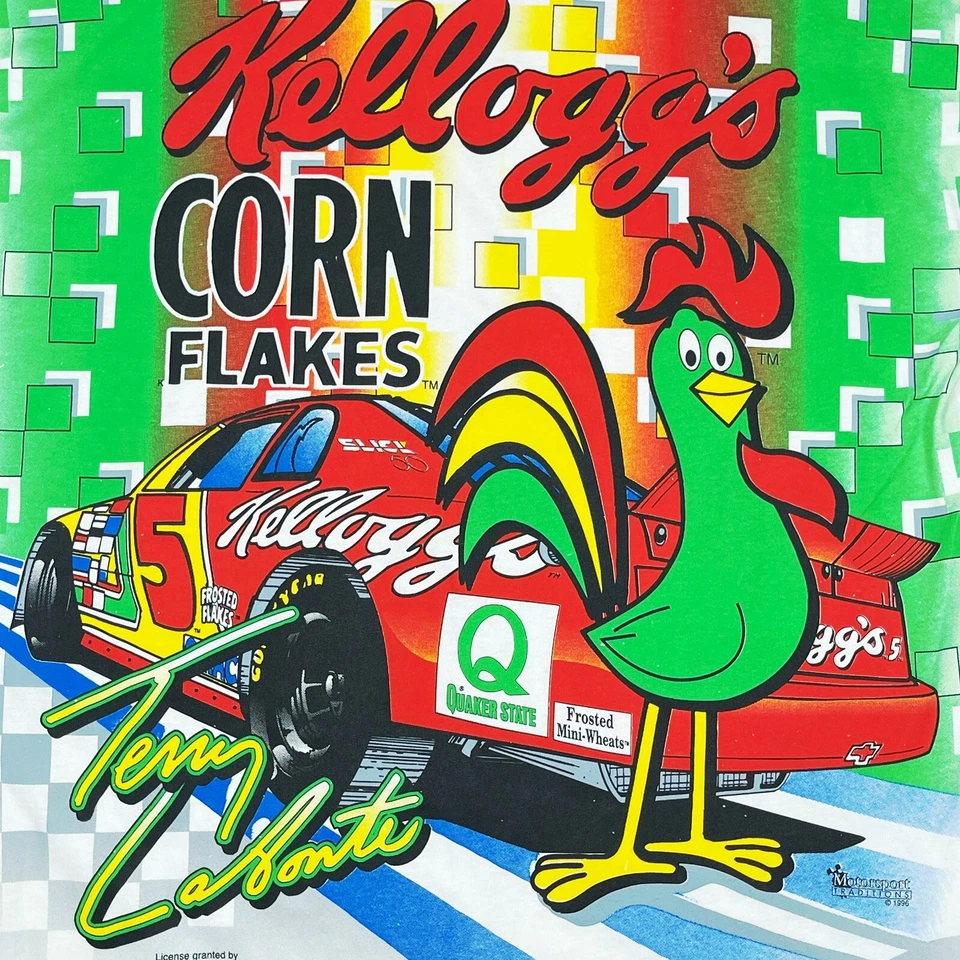 CAMISETA DE COLECCIÓN RARA NASCAR TERRY LABONTE KELLOGG’S RACING ESTAMPADA PARA HOMBRE GRANDE Foto 2 de 4