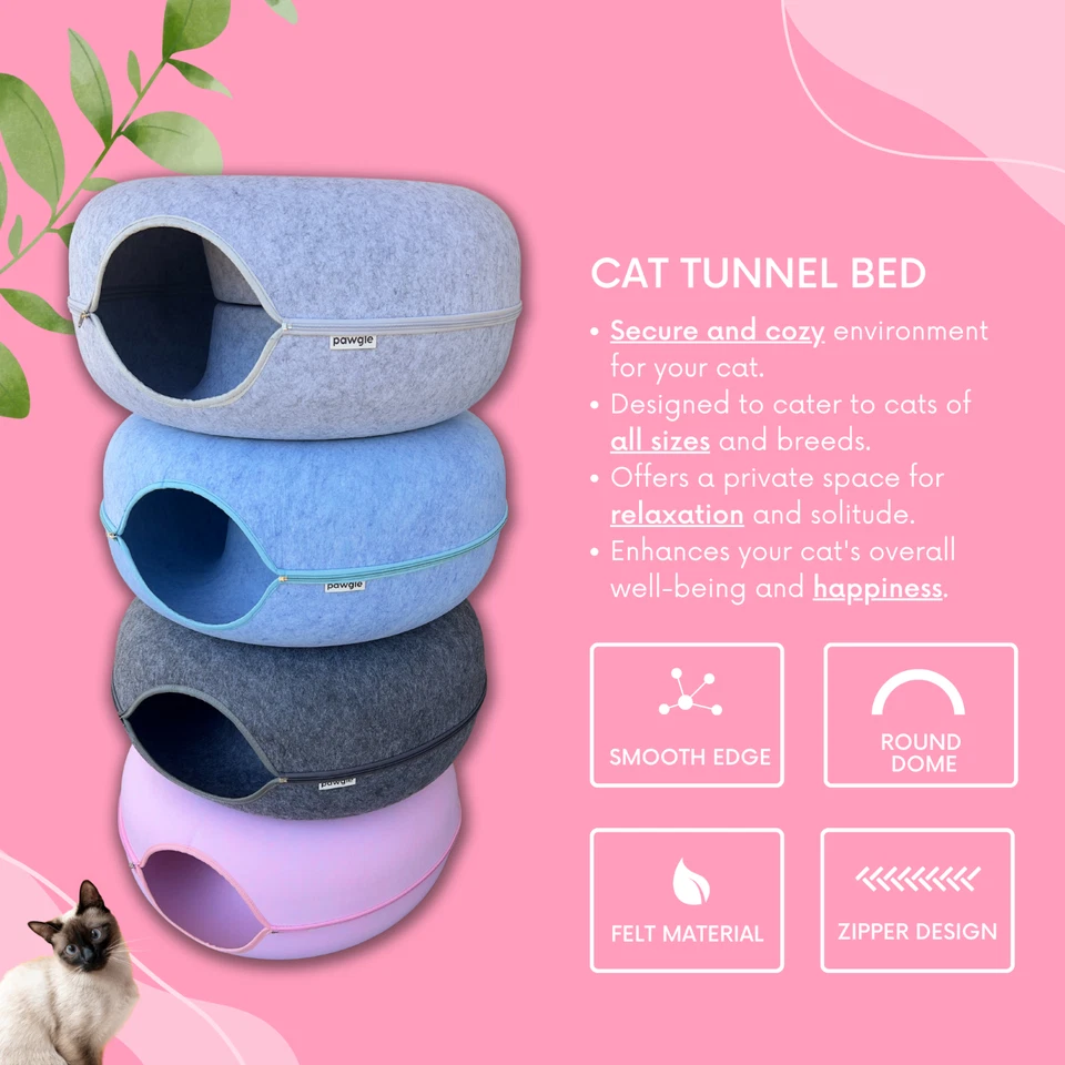 Cat Tunnel Bed Cave Toy Interactive Plush Condo Kennel Nest Cat Bed Donut Tube - Image 4 of 4