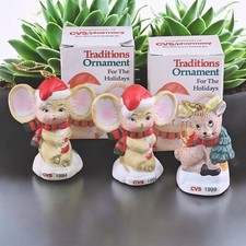 VTG Lot of CVS Christmas Ornaments Reindeer & Mouse Mice 90s Collectibles READ
