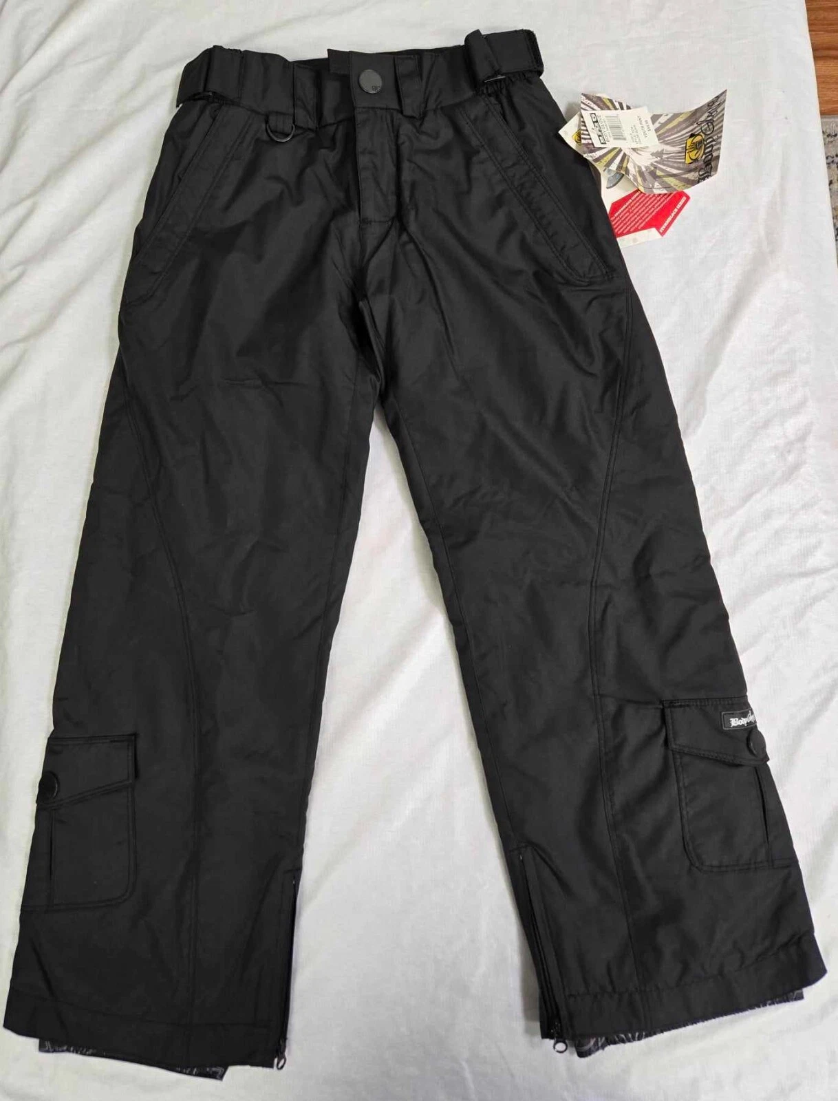 BODY GLOVE BLACK KIDS SKI SNOW PANTS SIZE 8 WATERPROOF ADJUSTABLE WAIST