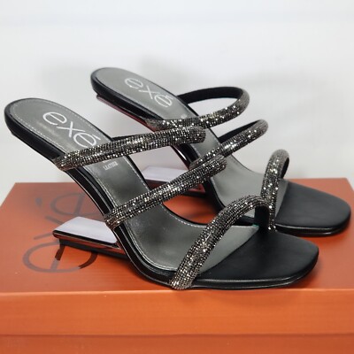 Size 10.5 (EU 41) - EXE Maggie 822 Heels - Black Rhinestone