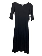 NWT Velvet Torch Black Dress Midi USA Made Half Sleeve Modest Flowy Sz Small A26