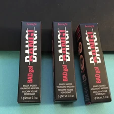 3×BENEFIT COSMETICS BAD Gal Bang! Intense Pitch Black Mascara 0.1 oz/
