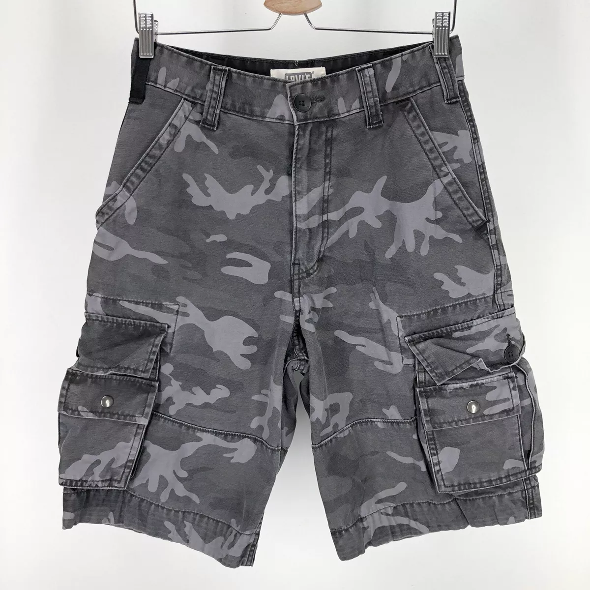 Levi s Camo Squad Cargo Shorts Mens 29 Camouflage Gray Flap