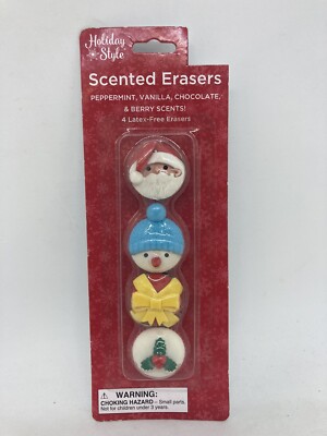 Holiday Style 4 Pack Scented Christmas Erasers 
