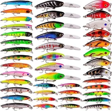 43PCS Lot Mixed Fishing Lure Minnow Lures Hard Bait Crankbait Bass Trout Kit USA