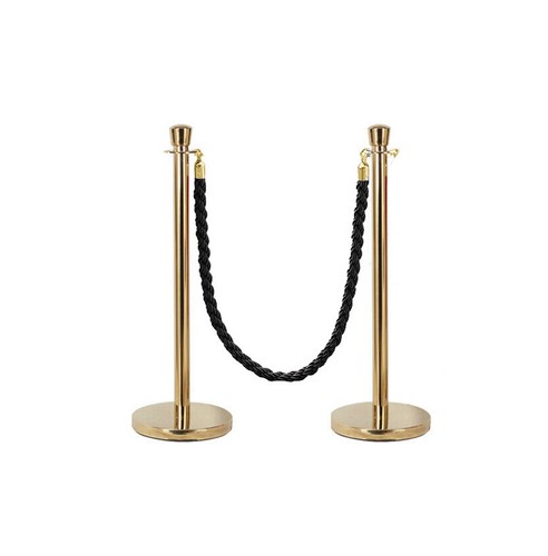 2x Queue Barriers + 1 Twisted Ropes Crowd Control Bollards(GOLD POLE+BLACK ROPE) - Picture 11 of 11