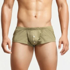 Sexy Low Rise Underwear for Men Arrow Shorts Opening Front Pouch Boxer Shorts