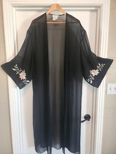 Flora Nikrooz Saks Fifth Avenue Kimono Robe Sheer Long M/L Made In USA