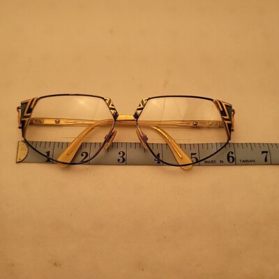 Cazal Vintage 1980s Glasses Model 238 Geometric Gold Tone Enameled