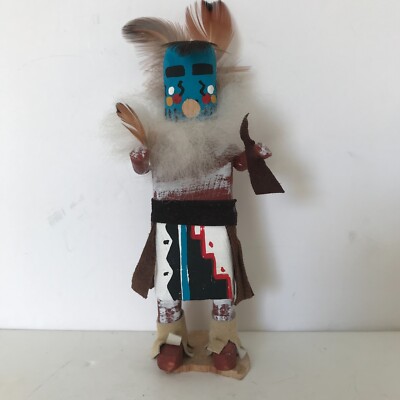 Vintage 7'' Handmade Kachina Doll Native American Navajo w Signature Base Chipped