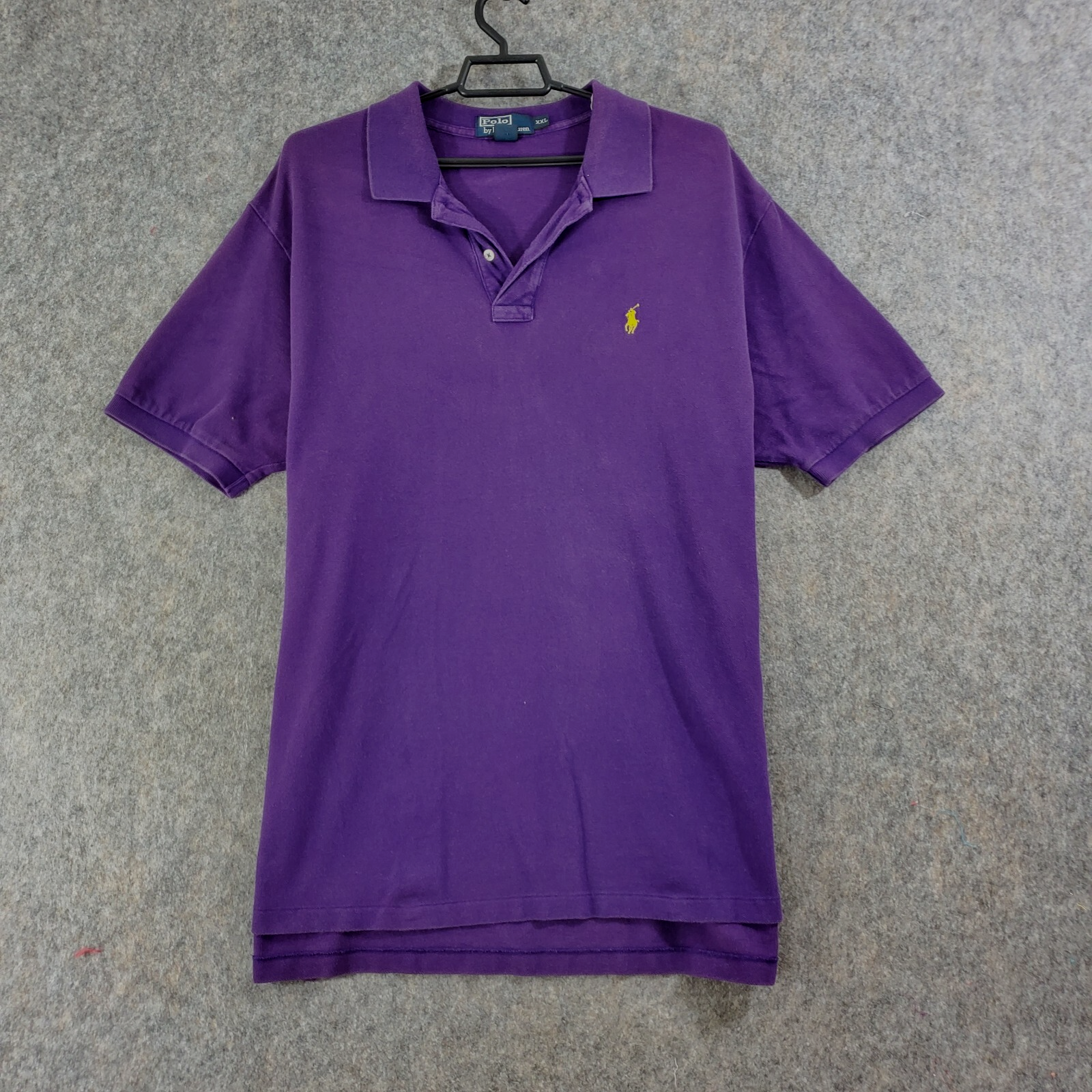 Polo Ralph Lauren Camicia Uomo XXL Viola Manica Corta Piccola Giallo Pony Logo