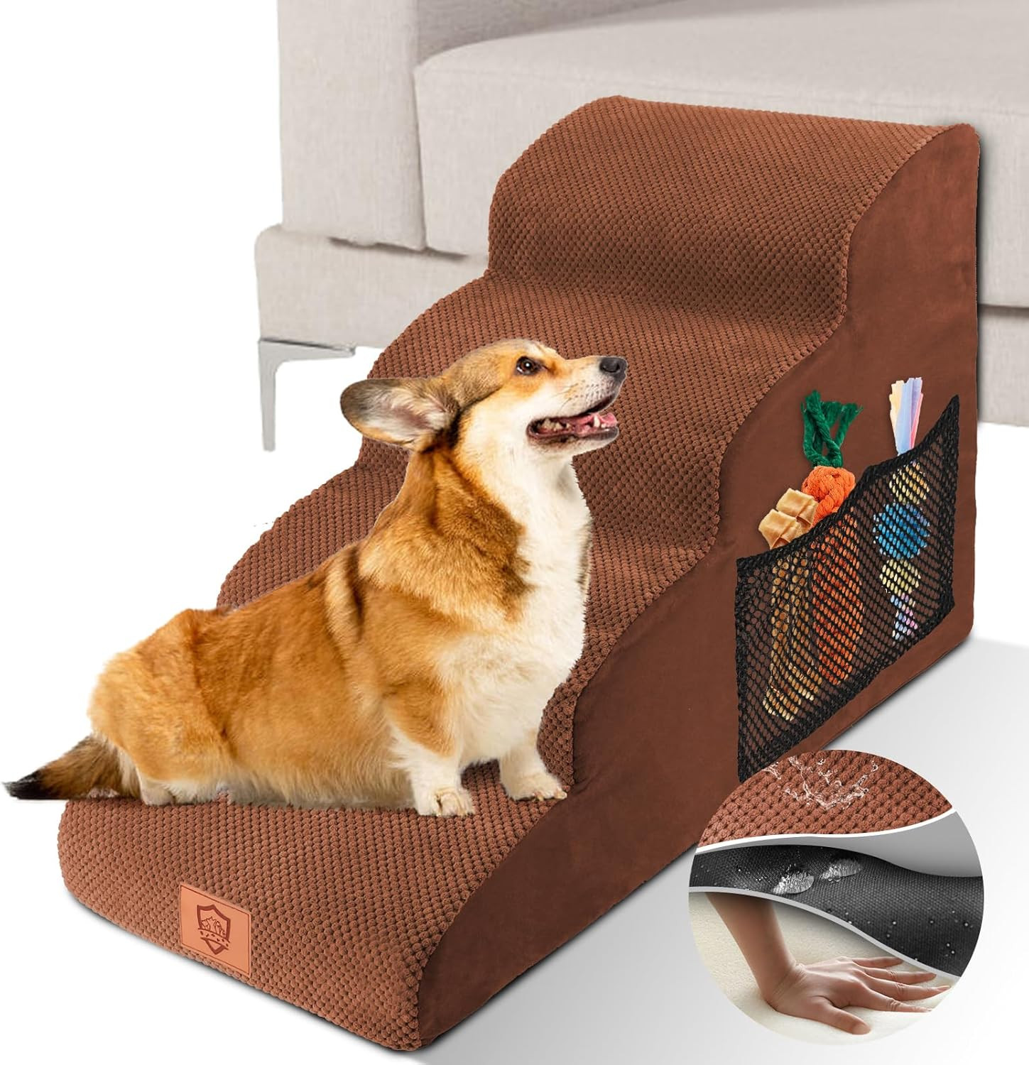 Escalier pour chien 4 marches lavable ZNM petit animal lit canapé
