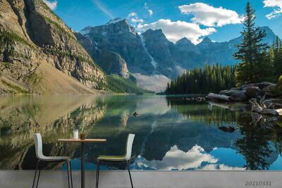 3D Lake Mountain Forest Wallpaper Wall Mural Removable Self-adhesive ...
