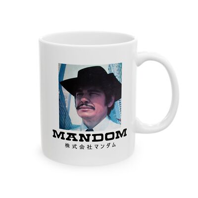 Mandom 1970s Ad 11 oz Mug - Vintage Logo Japan Charles Bronson Kitsch Gift