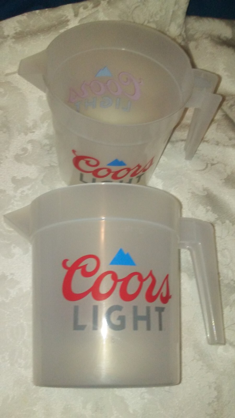 Lot of 2  7”  Beer Plastic Pitcher Coors, Light