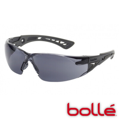 Bolle 40208 Rush+ Safety Glasses with Black/Gray Temples and Smoke Lens