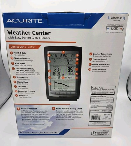 Acurite Weather Station Digital Wind Temperature Humidity Atomic Clock (3 In 1) - Picture 2 of 4
