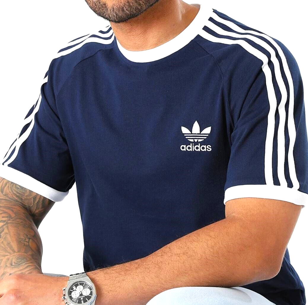 NEW MENS ADIDAS ORIGINALS CALIFORNIA TREFOIL TEE SHIRT ~SIZE LARGE #IA4850  BLUE