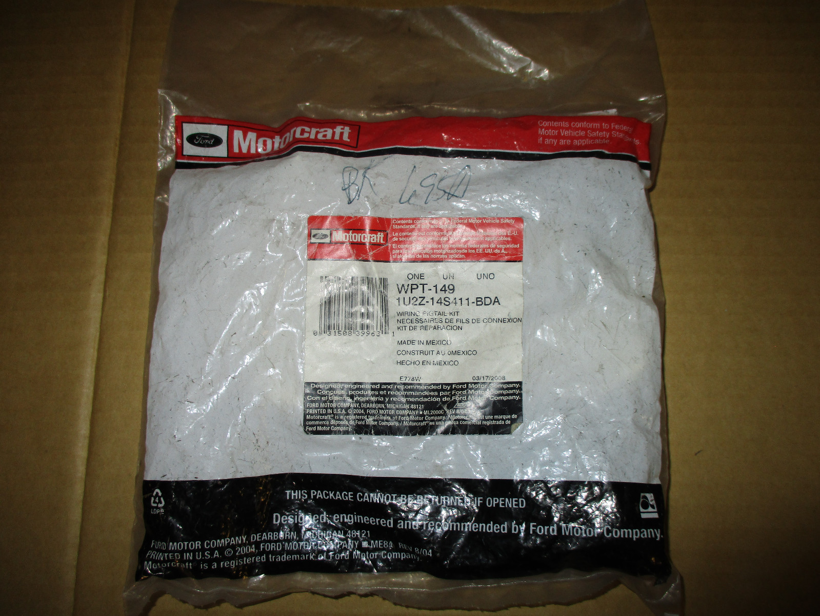 *New Motorcraft WPT-149 1U2Z-14S411-BDA Wiring Pigtail Kit Ford Genuine Parts