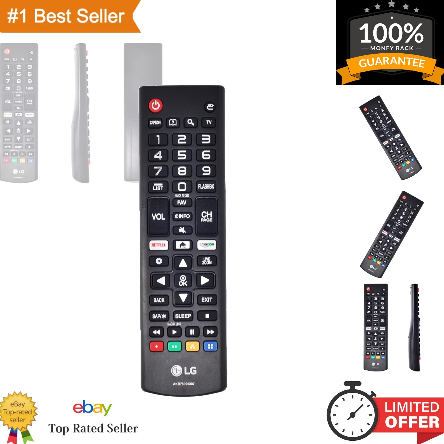 Compact Smart TV Remote Control for LCD/LED & OLED TVs - Infrared Connectivity-image