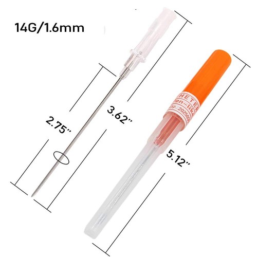 Professional Catheter Piercing Needles 50PCS Mix 14/16/18/20/22 Gauge Needles IV - Picture 3 of 6
