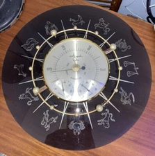 Vtg MCM Airguide Weather Station Thermometer Barometer hTF Rare Astrology Zodiac