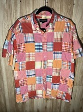 Brooks Brothers Patch Work Indian Madras/ Chambray S/S Sport Shirt Size Medium