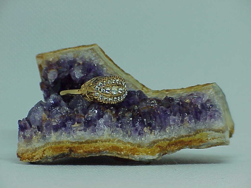 QVC 1.00ct Diamonique Cocktail Ring 14k Gold Sterling  Sz 5 4.3 Gr Filigree ABG