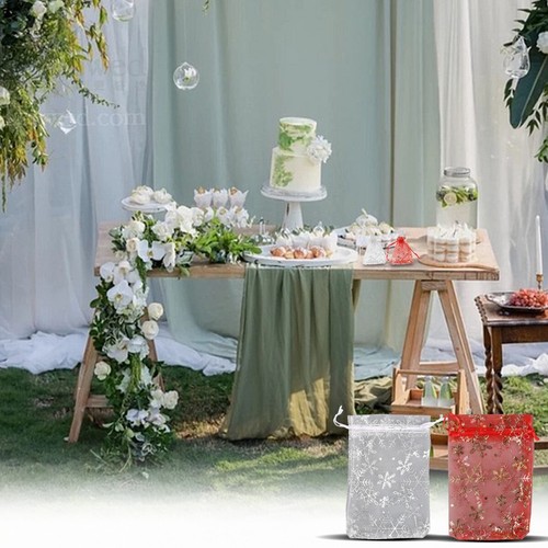 50Pcs Christmas Organza Bags Party Favour Gift Jewellery Pouch Large Small - Picture 4 of 17