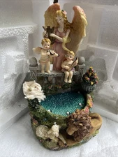 New Lions & Lambs Angel, Cherubs Tabletop Musical Water Fountain Plays Fur Elise
