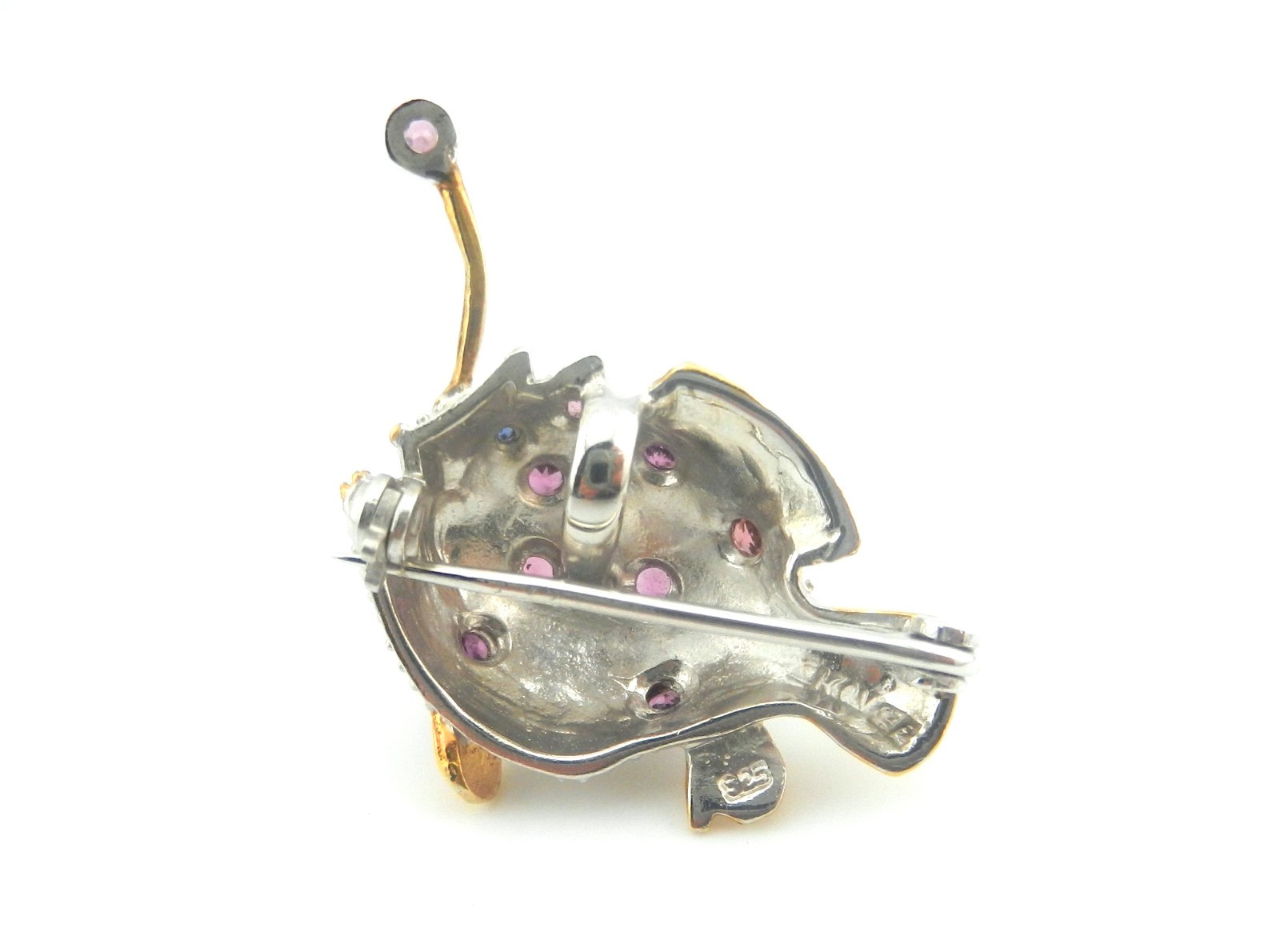Kovel Solid Sterling Silver Puffer Fish Rubelite … - image 4