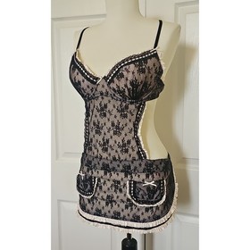 Victoria&rsquo;s Secret Sexy Little Things French Maid Lingerie 36C Lace Babydoll Y2K