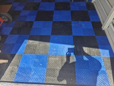 Garage Flooring Swisstrax Smoothtrax Flooring. Black & Blue Chequered £10 Sq Mtr
