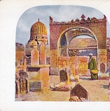 1905 StereoView Card Egyptian Cemetery Tombs Cairo Egypt T W Ingersoll