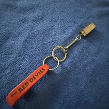 Rare Red Devils Promotional Bottle Opener Keychain With Mini Hohner Harmonica