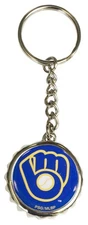 MLB Milwaukee Brewers Bottle Cap Keychain, Blue, One Size