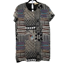 Love Sam Beaded Embroidered Shift Dress Small Patchwork Global Boho Cotton S