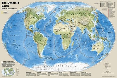 NATIONAL GEOGRAPHIC DYNAMIC EARTH, PLATE TECTONICS WALL MAP - LAMINATED (POSTER 