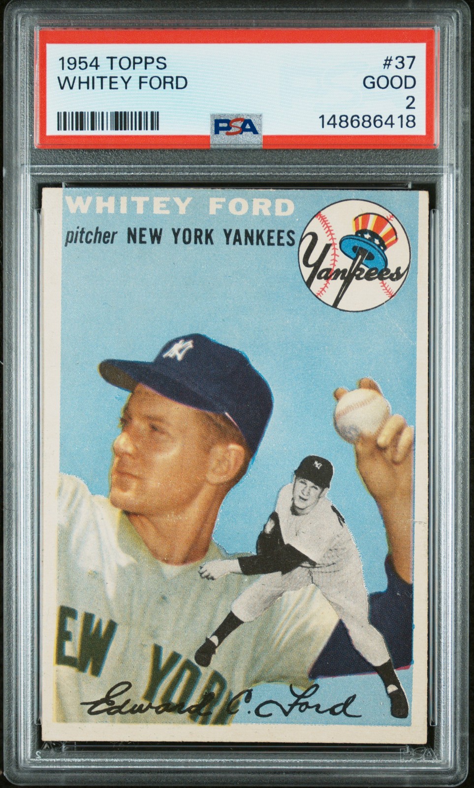 1954 TOPPS #37 WHITEY FORD PSA 2