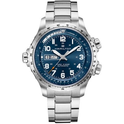 New Hamilton Khaki Aviation X-Wind Day Date 45mm Blue Dial Men's Watch H77765141