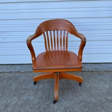 bankers arm Vintage 1940s Solid Wood Banker's Arm Chair — listing 3