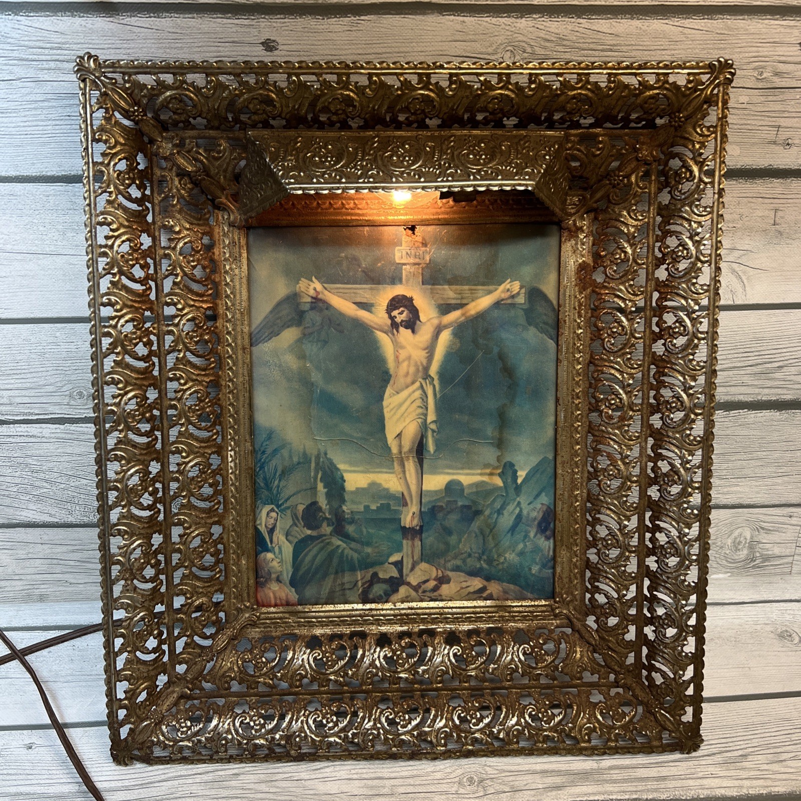 Vintage Lenticular Jesus Light Up 3D Picture Frame Photos Jesus On ...